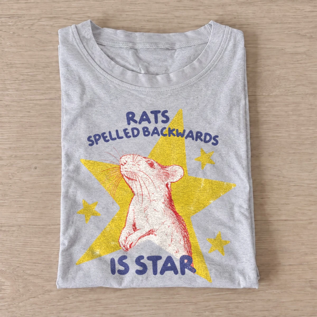 Rats spelled backwards is star graphic t shirt gray20rats are stars.webp
