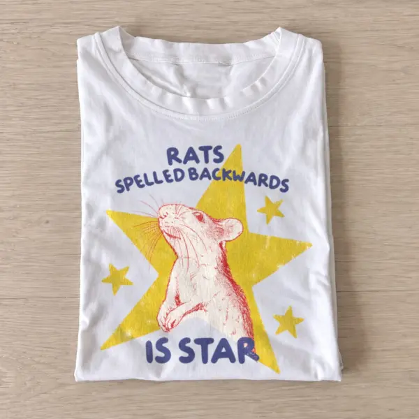 Rats spelled backwards is star graphic t shirt white20rats are stars.webp