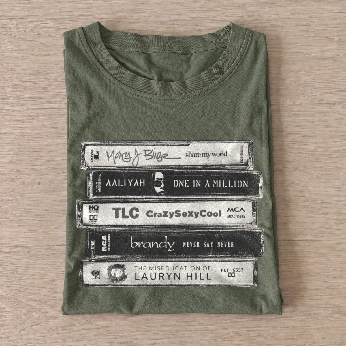 Rb cassette tape stack t shirt olive20rnb cassette stack.webp