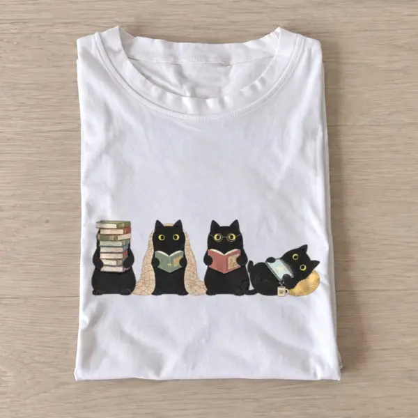 Reading black cats t shirt white20reading black cats.webp