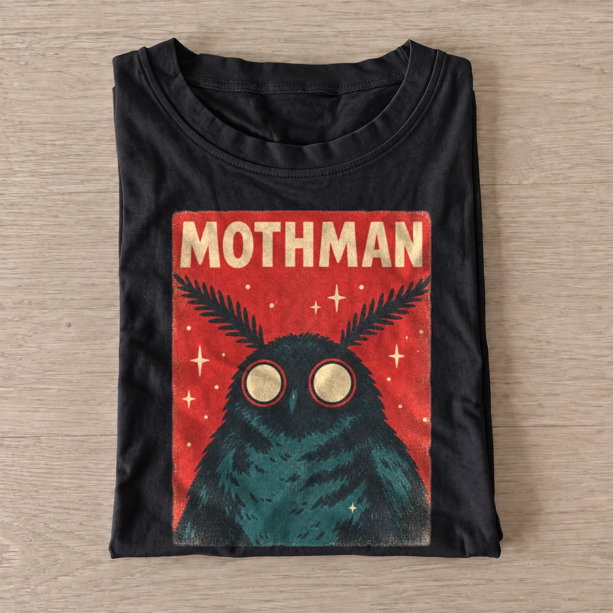 Red eyed mothman graphic t shirt black20red eyed mothman.webp