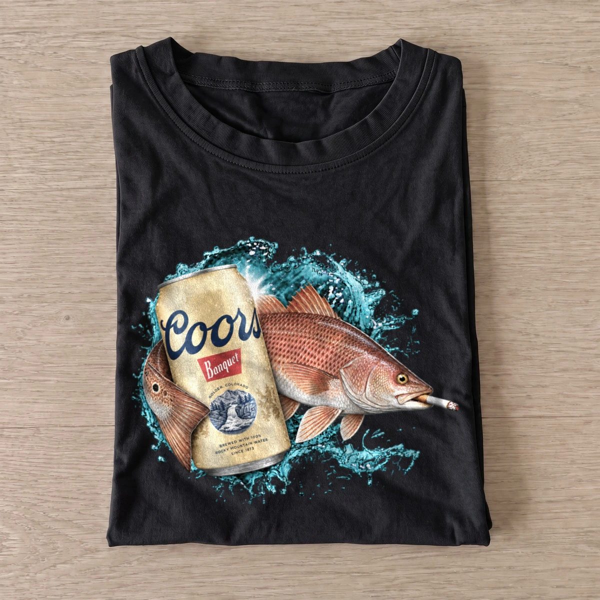 Red fish lager fishing t shirt black20red fish lager.webp