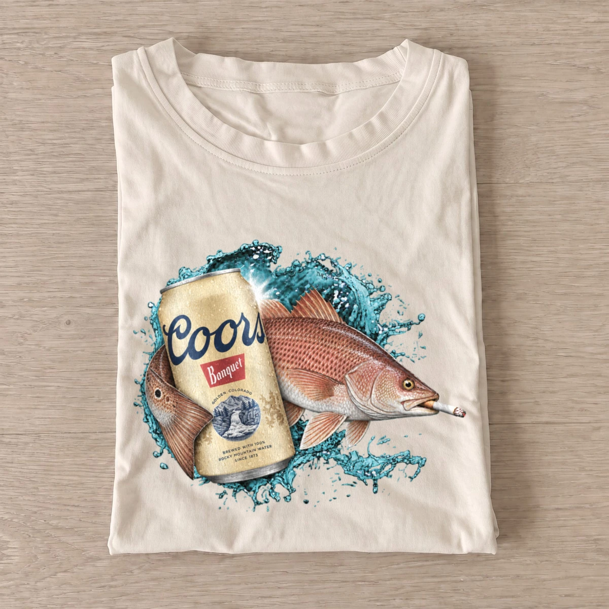 Red fish lager fishing t shirt sand20red fish lager.webp