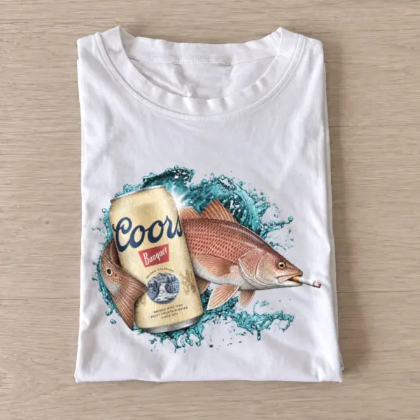 Red fish lager fishing t shirt white20red fish lager.webp