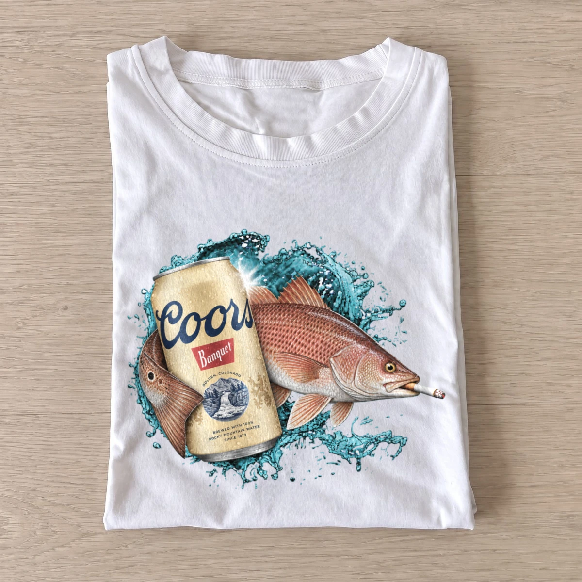 Red fish lager fishing t shirt white20red fish lager.webp