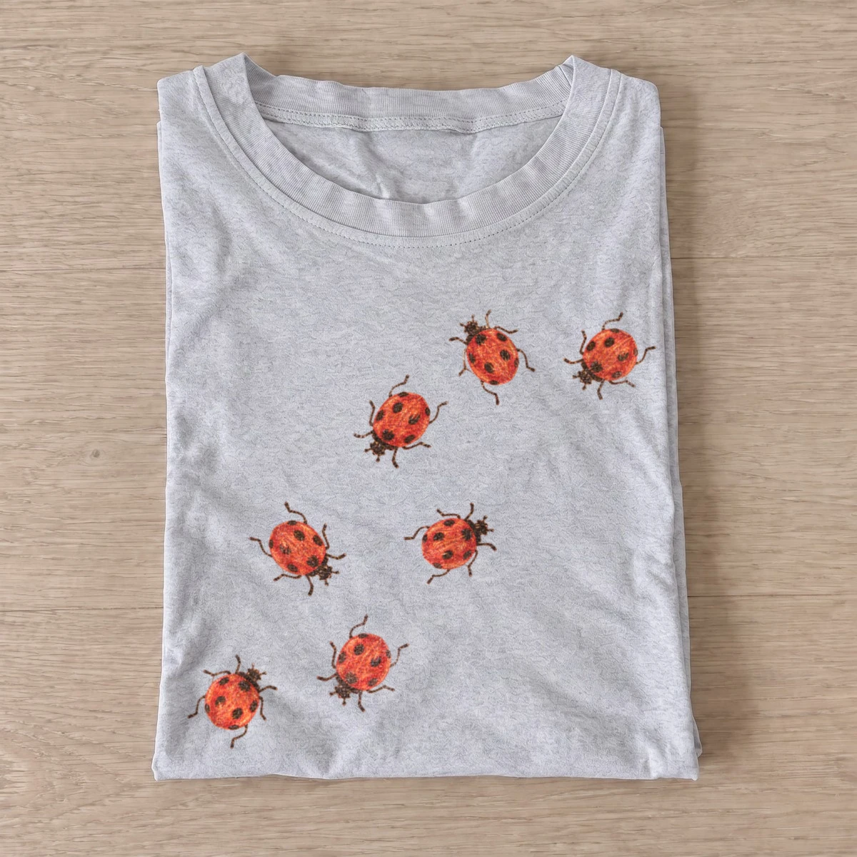 Red ladybug cluster graphic t shirt gray20ladybug cluster.webp