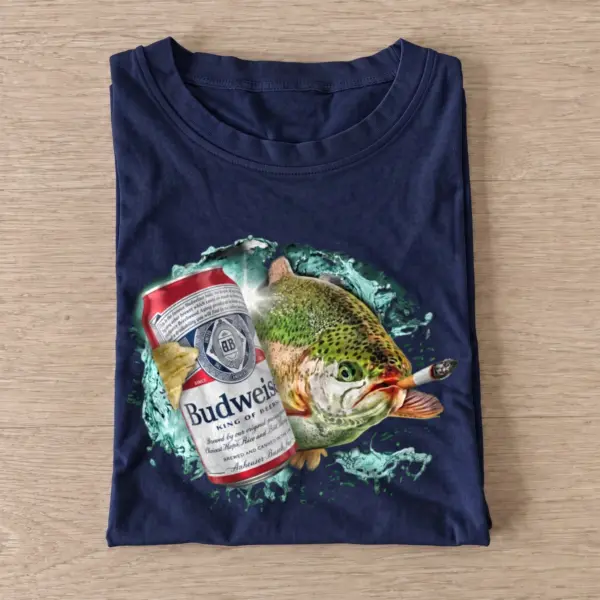 Red lager trout t shirt navy20red lager trout.webp
