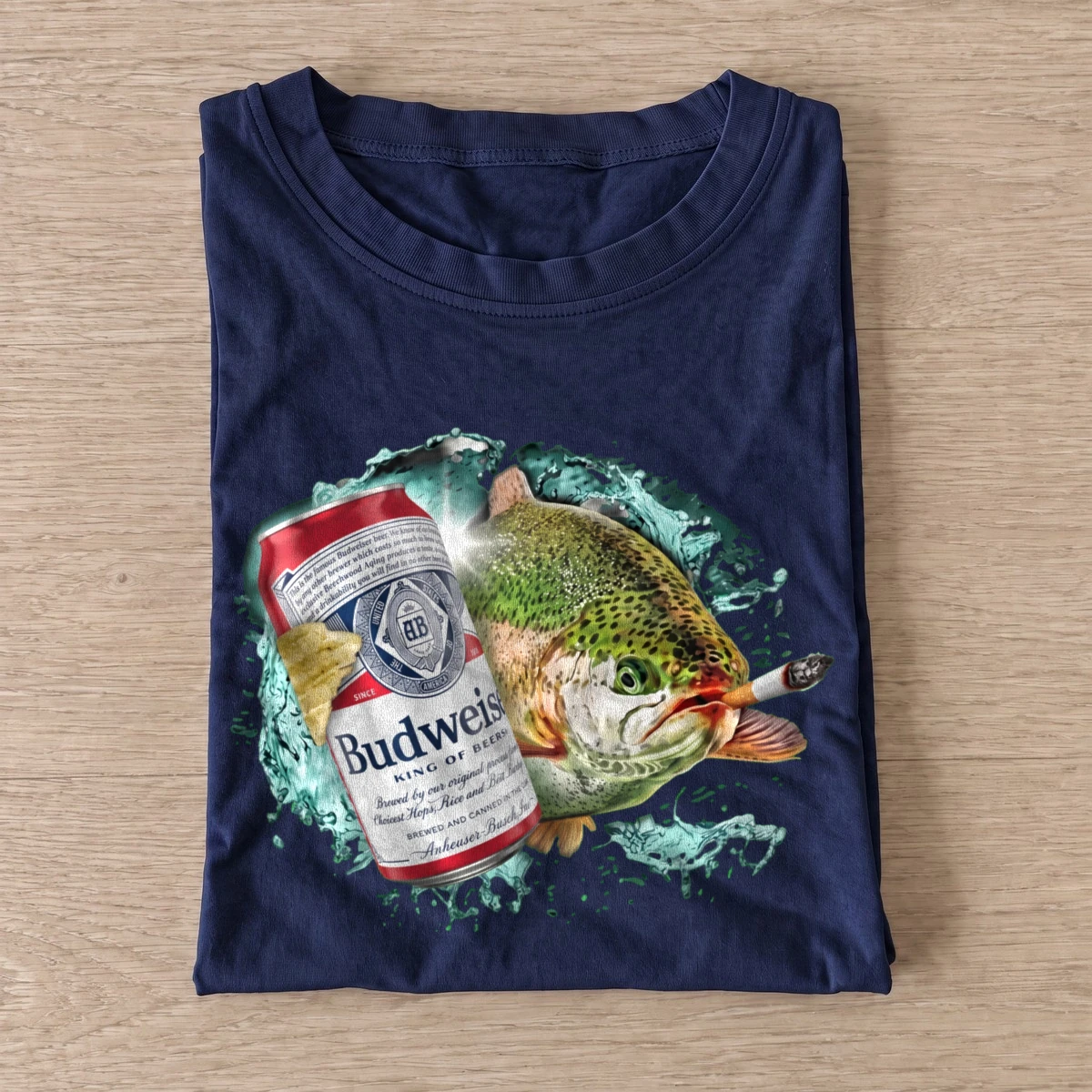 Red lager trout t shirt navy20red lager trout.webp
