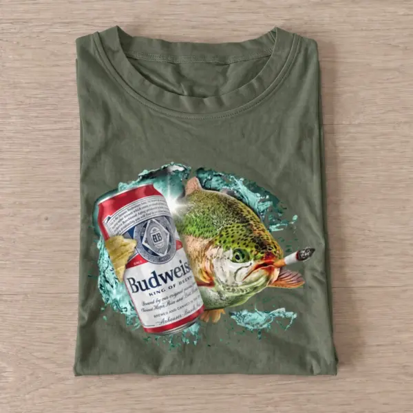 Red Lager Trout Fishing T-Shirt — graphic design