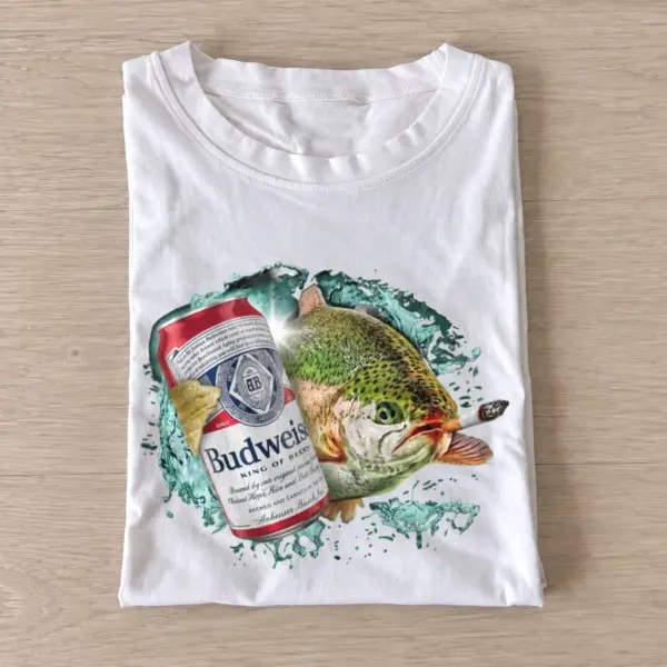 Red lager trout t shirt white20red lager trout.webp