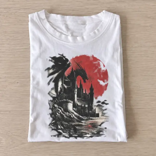 Red moon dragon castle t shirt white20red moon dragon castle.webp