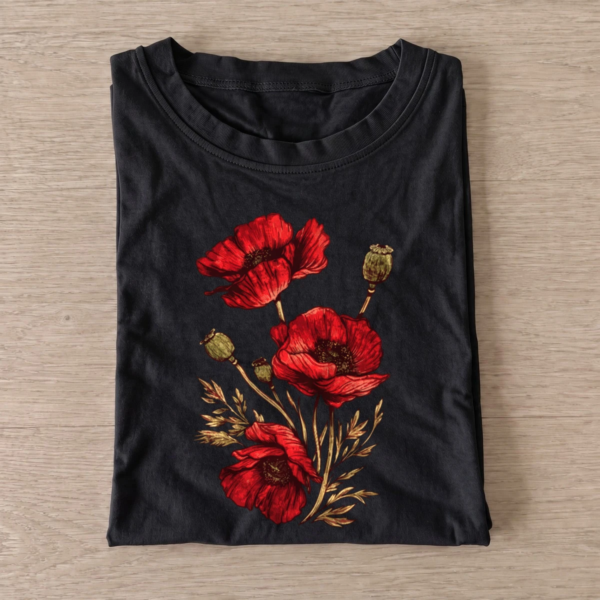 Red poppy bouquet t shirt black20red poppy bouquet.webp
