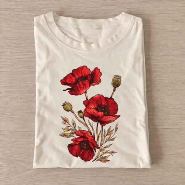 Red poppy bouquet t shirt sand20red poppy bouquet.webp