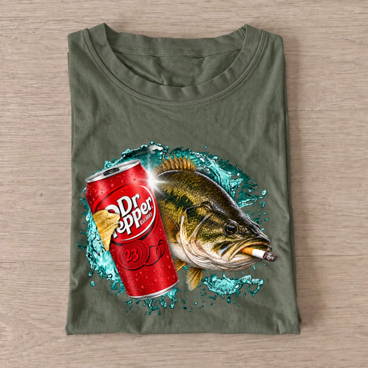 Red soda bass t shirt olive20red soda bass.webp