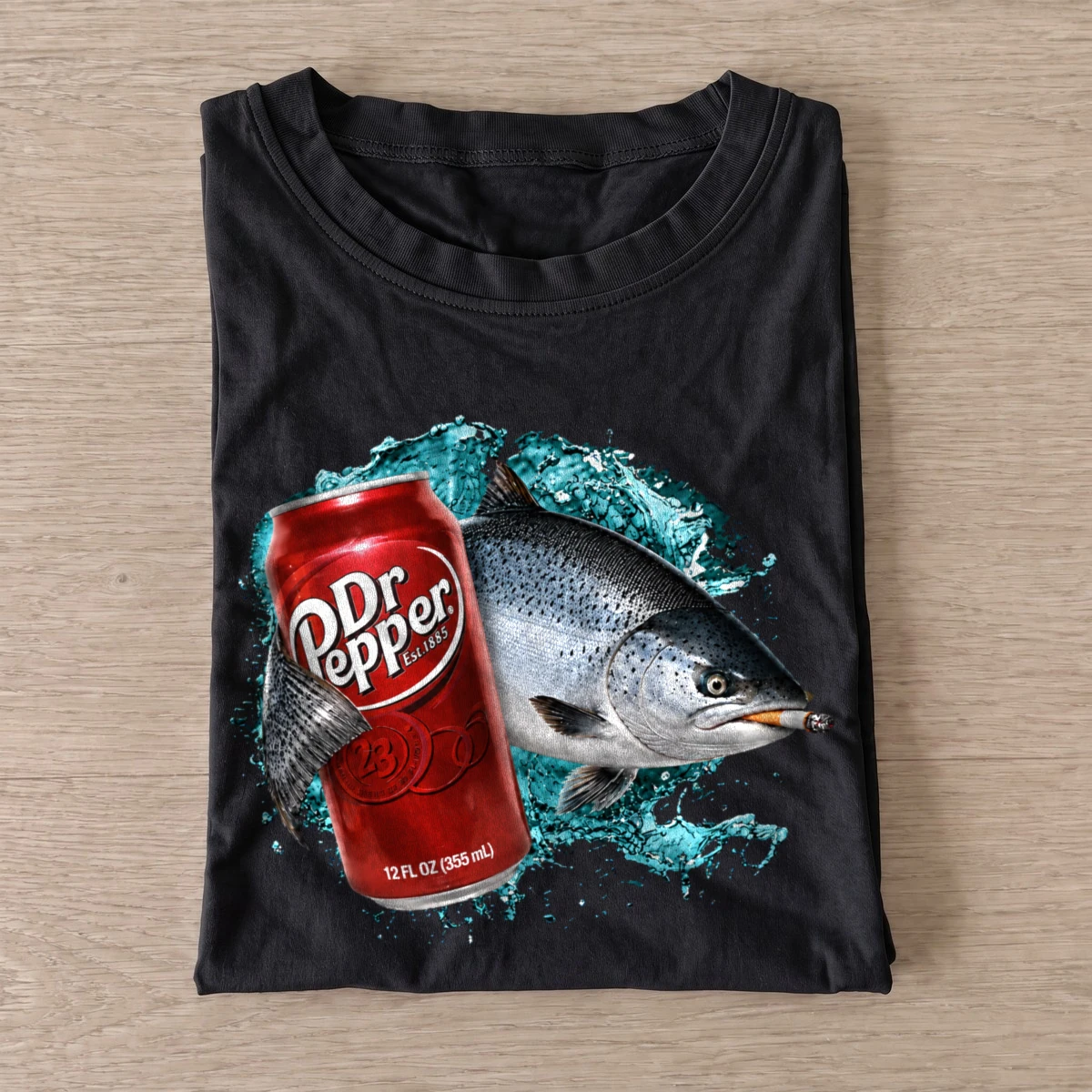 Red soda salmon t shirt black20red soda salmon.webp