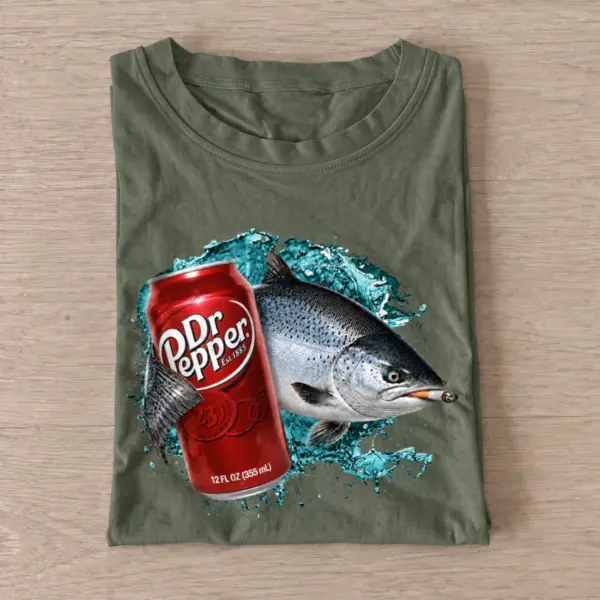 Red Soda Salmon Fishing T-Shirt — graphic design