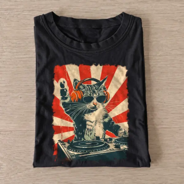 Red sun dj cat t shirt black20red sun dj cat.webp