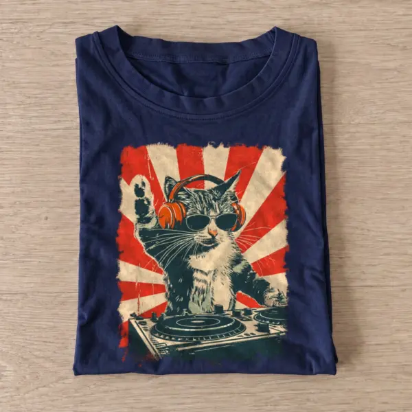 Red sun dj cat t shirt navy20red sun dj cat.webp