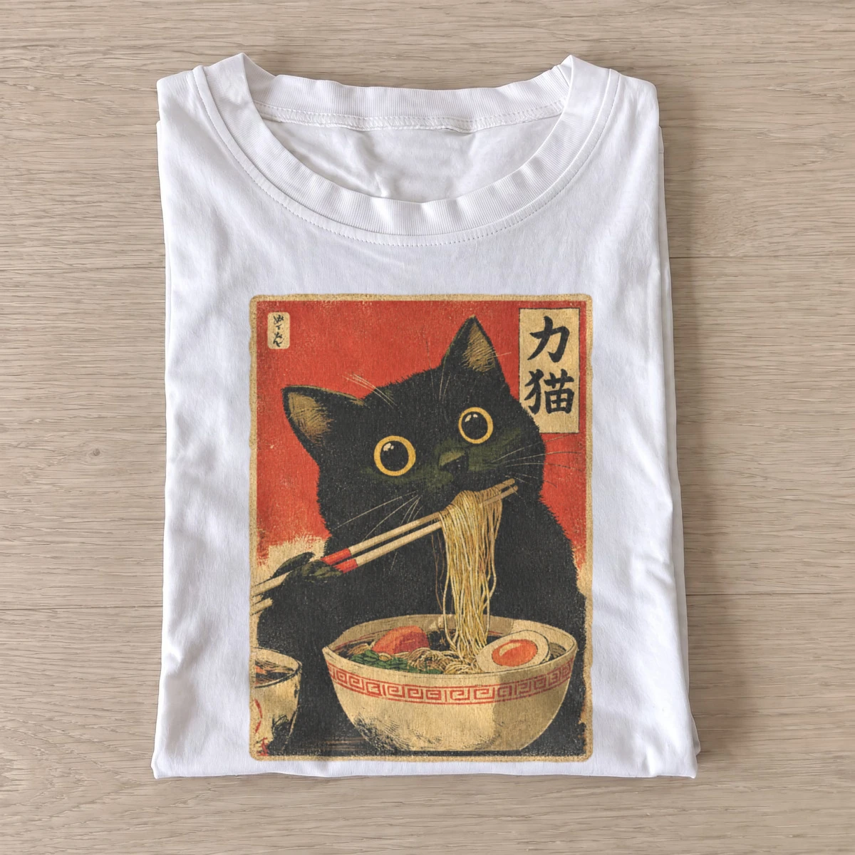 Red sun ramen cat t shirt white20red sun ramen cat.webp