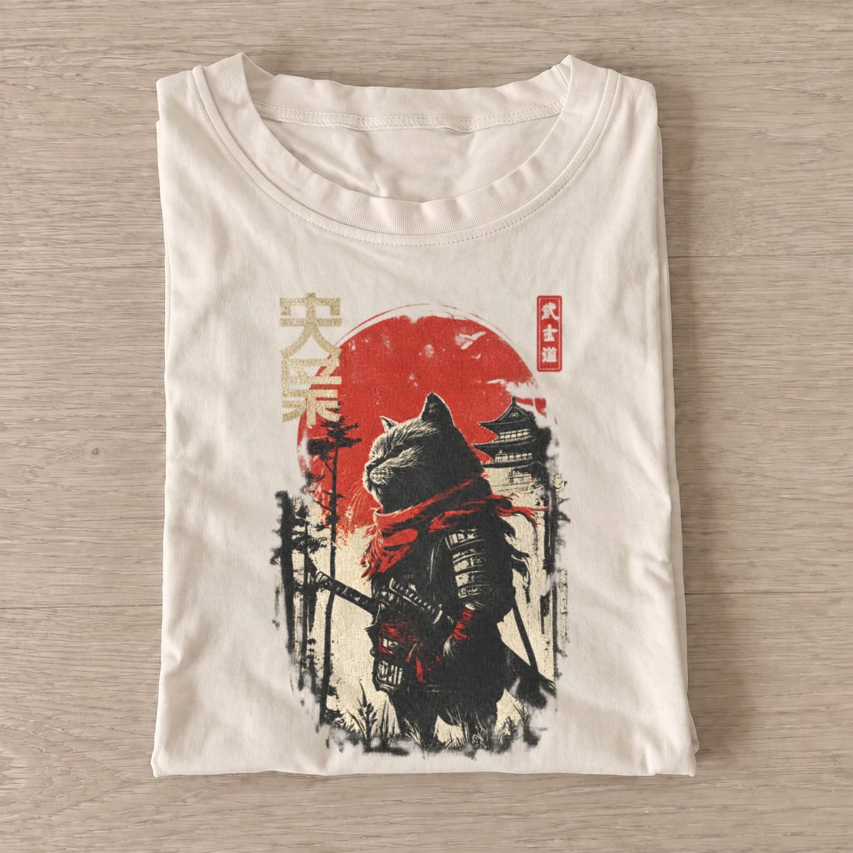 Red sun samurai cat t shirt sand20red sun samurai.webp