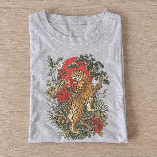 Red sun tiger graphic t shirt gray20red sun tiger.webp