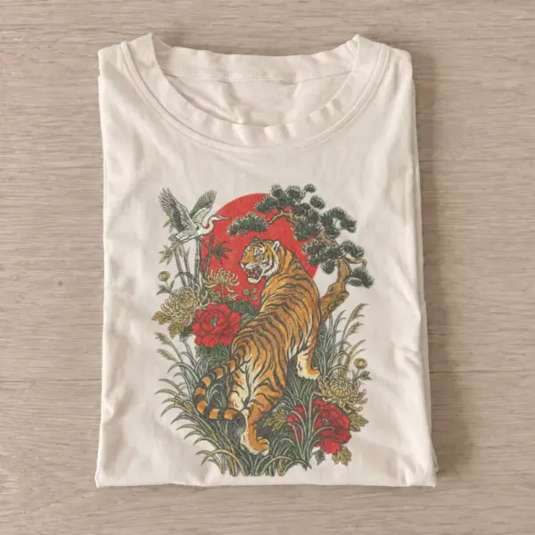 Red sun tiger graphic t shirt sand20red sun tiger.webp