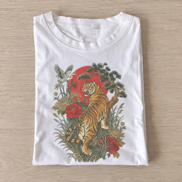 Red sun tiger graphic t shirt white20red sun tiger.webp