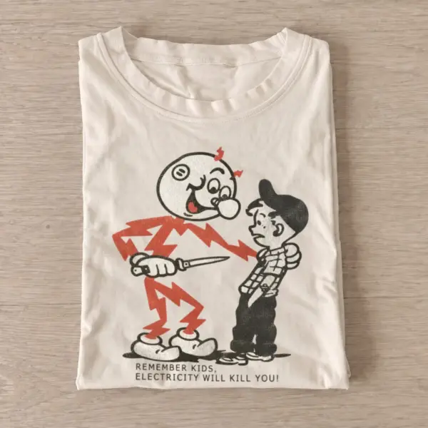 Remember kids electricity warning mascot t shirt sand20electricity warning mascot.webp