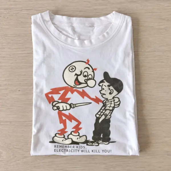 Remember kids electricity warning mascot t shirt white20electricity warning mascot.webp