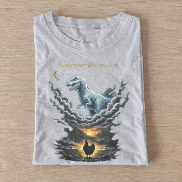 Remember who you are chicken and t rex t shirt gray20ancestral lion cloud.webp