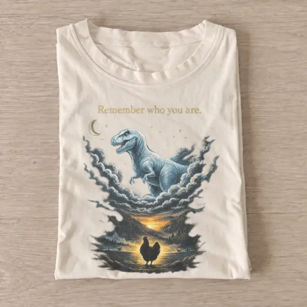 Remember who you are chicken and t rex t shirt sand20ancestral lion cloud.webp