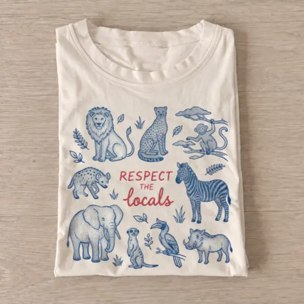 Respect local wildlife safari animals t shirt sand20respect local wildlife.webp