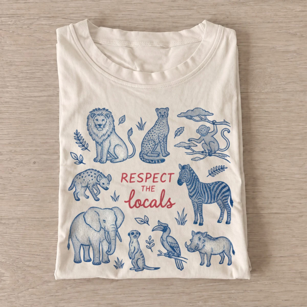 Respect local wildlife safari animals t shirt sand20respect local wildlife.webp