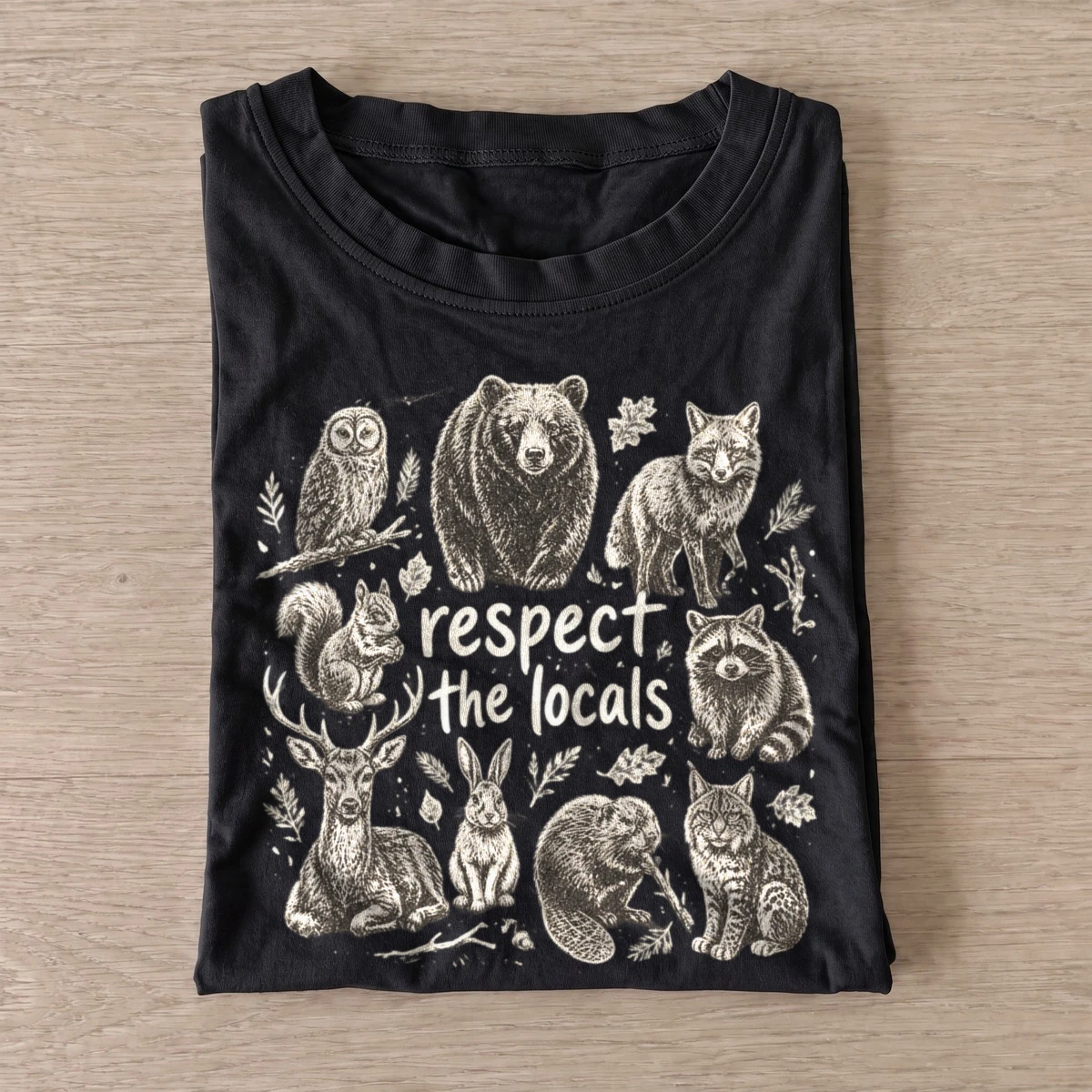 Respect the locals forest wildlife t shirt black20respect forest locals.webp