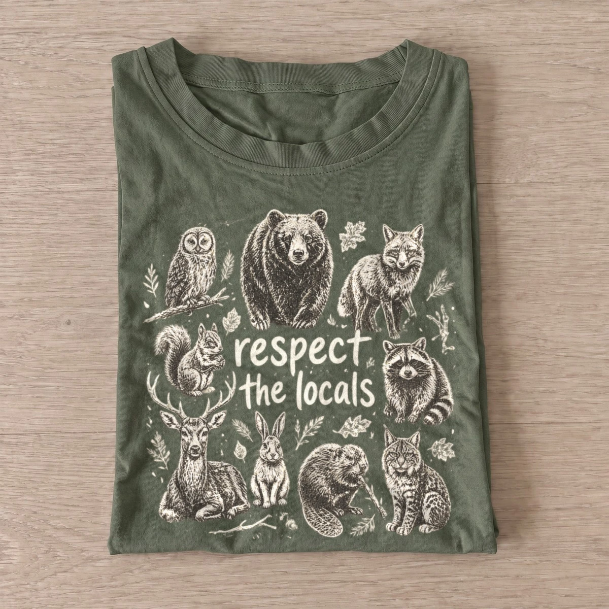 Respect the locals forest wildlife t shirt olive20respect forest locals.webp