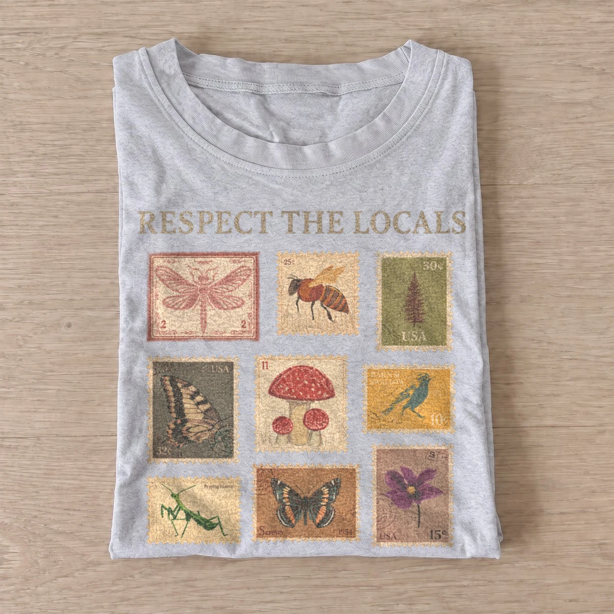 Respect the locals nature stamps t shirt gray20respect local nature.webp