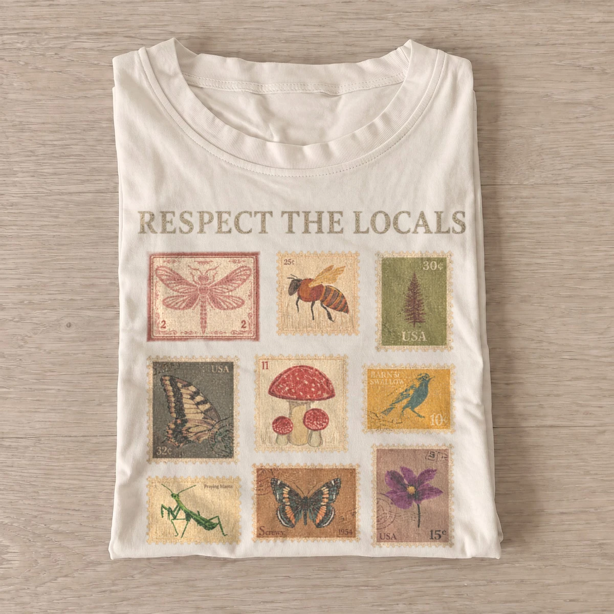 Respect the locals nature stamps t shirt sand20respect local nature.webp