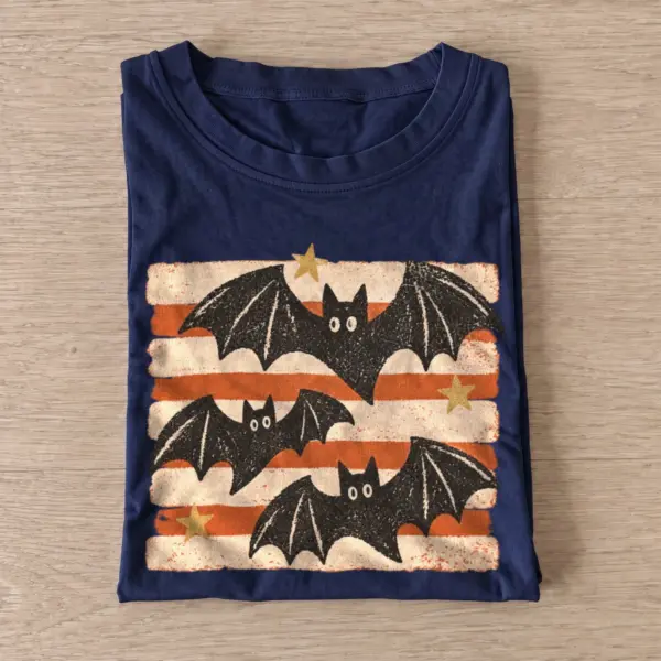 Retro bat trio halloween t shirt navy20retro bat trio.webp