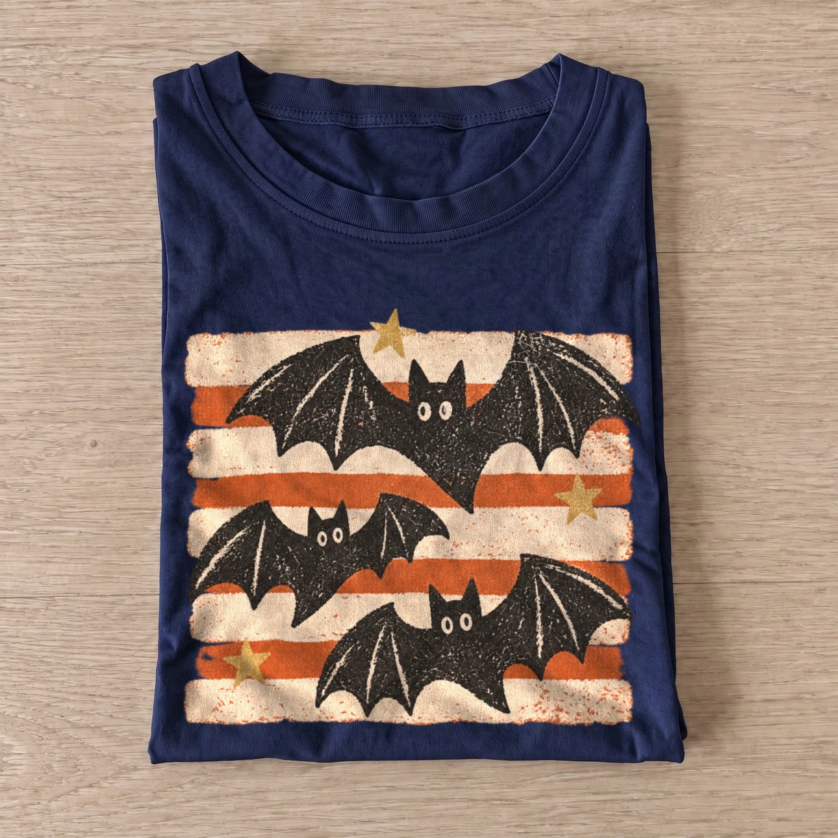 Retro bat trio halloween t shirt navy20retro bat trio.webp