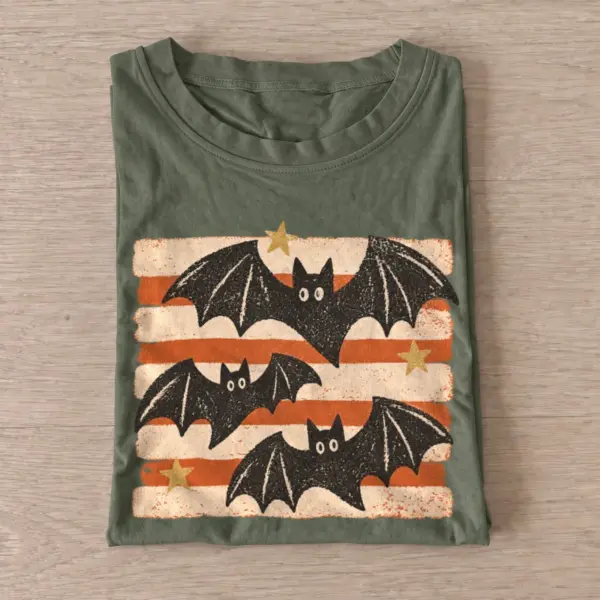 Retro bat trio halloween t shirt olive20retro bat trio.webp