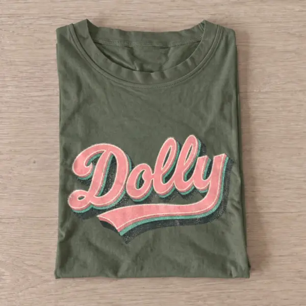 Retro dolly lettering t shirt olive20retro country lettering.webp