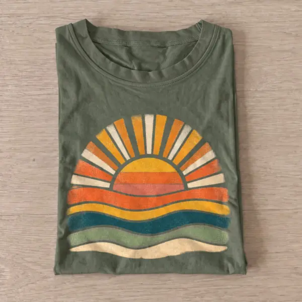 Retro wave sunrise t shirt olive20retro wave sunrise.webp