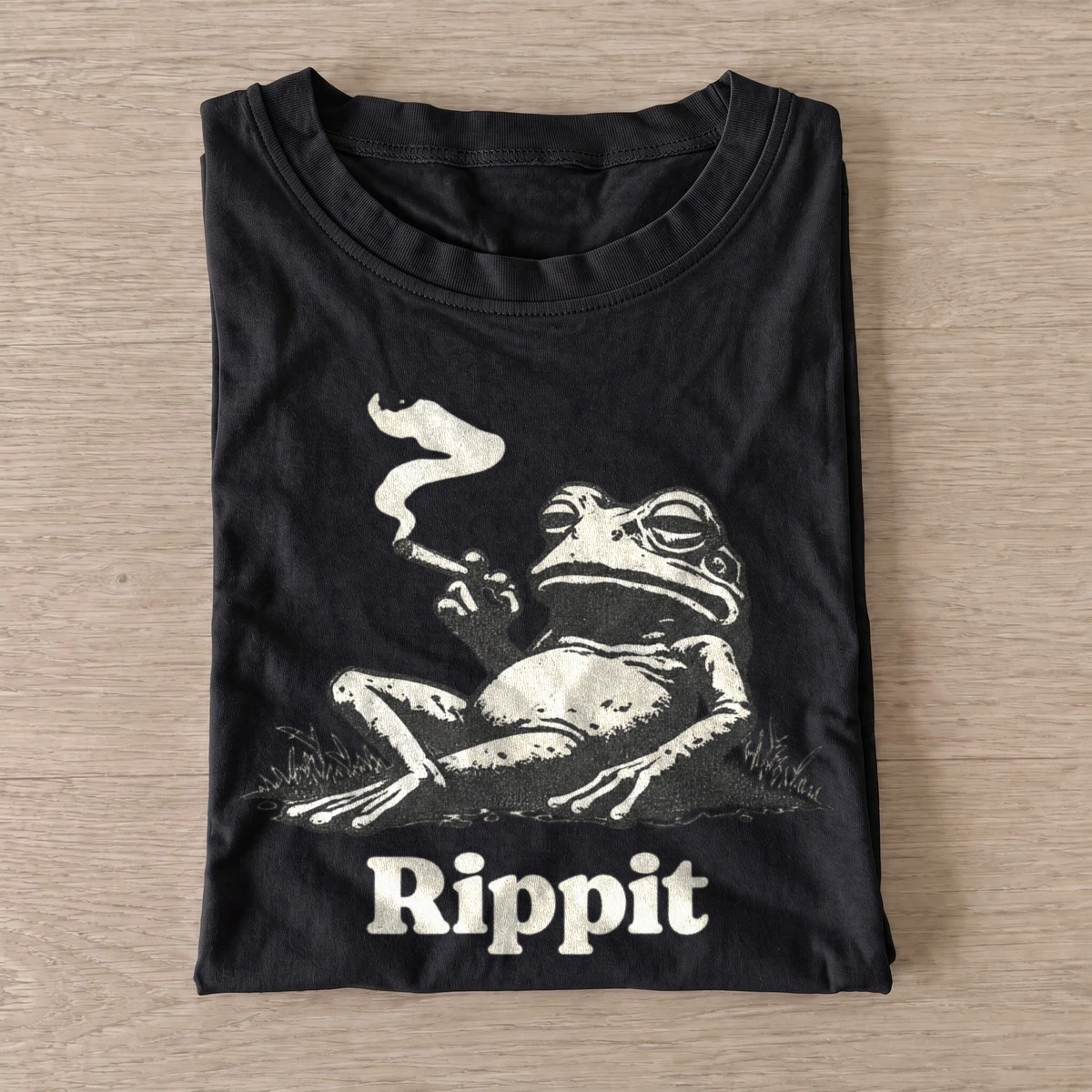 Rippit smoking frog graphic t shirt black20rippit frog.webp