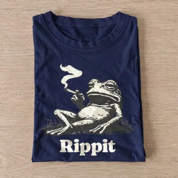 Rippit smoking frog graphic t shirt navy20rippit frog.webp