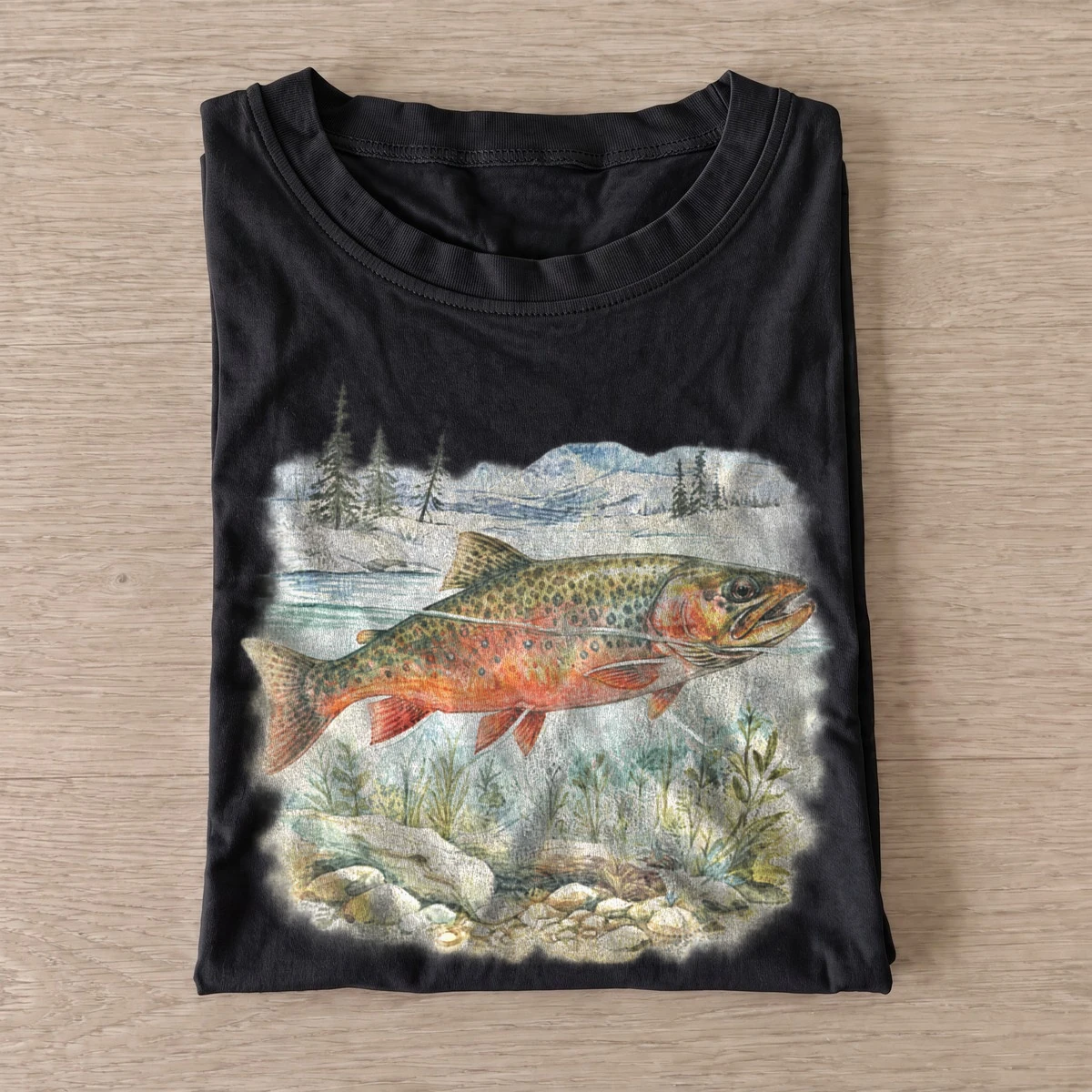 River trout graphic t shirt black20river trout.webp