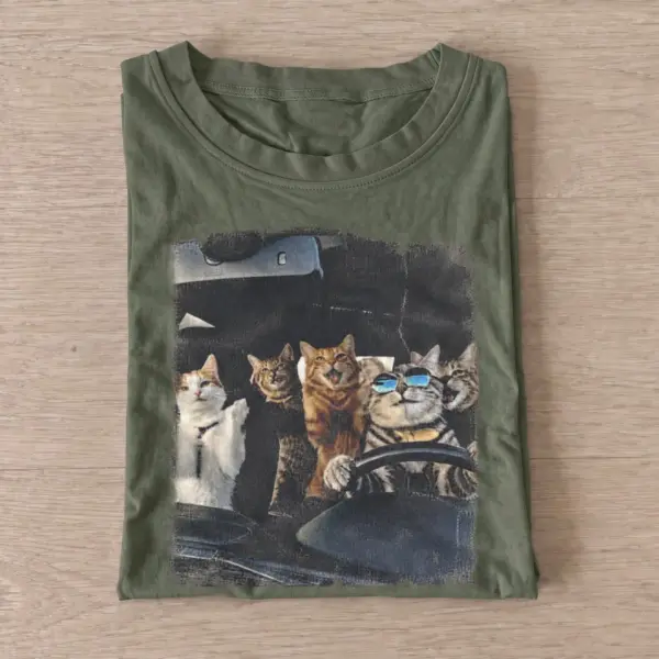 Road trip cats t shirt olive20road trip cats.webp