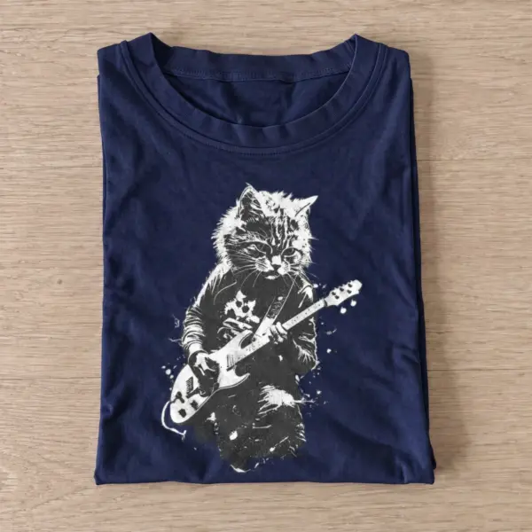 Rock guitar cat t shirt navy20rock guitar cat.webp