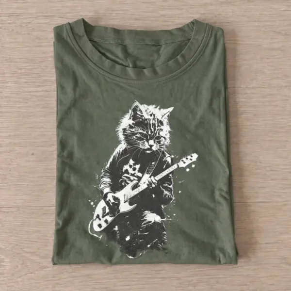 Rock guitar cat t shirt olive20rock guitar cat.webp