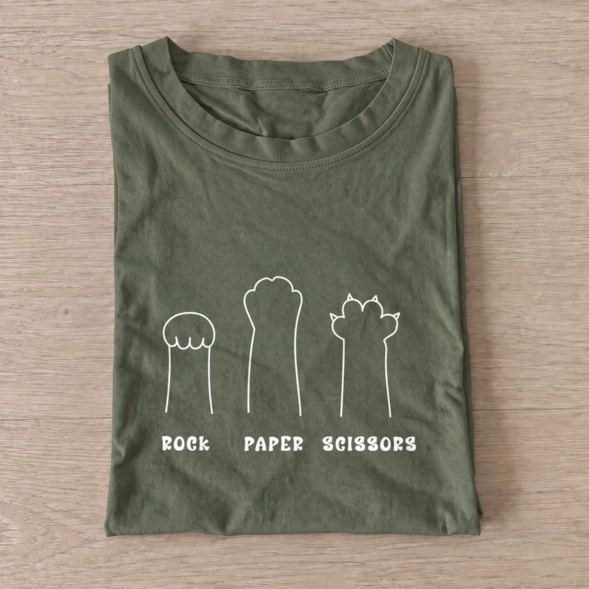 Rock paper scissors paws t shirt olive20rock paper scissors paws.webp
