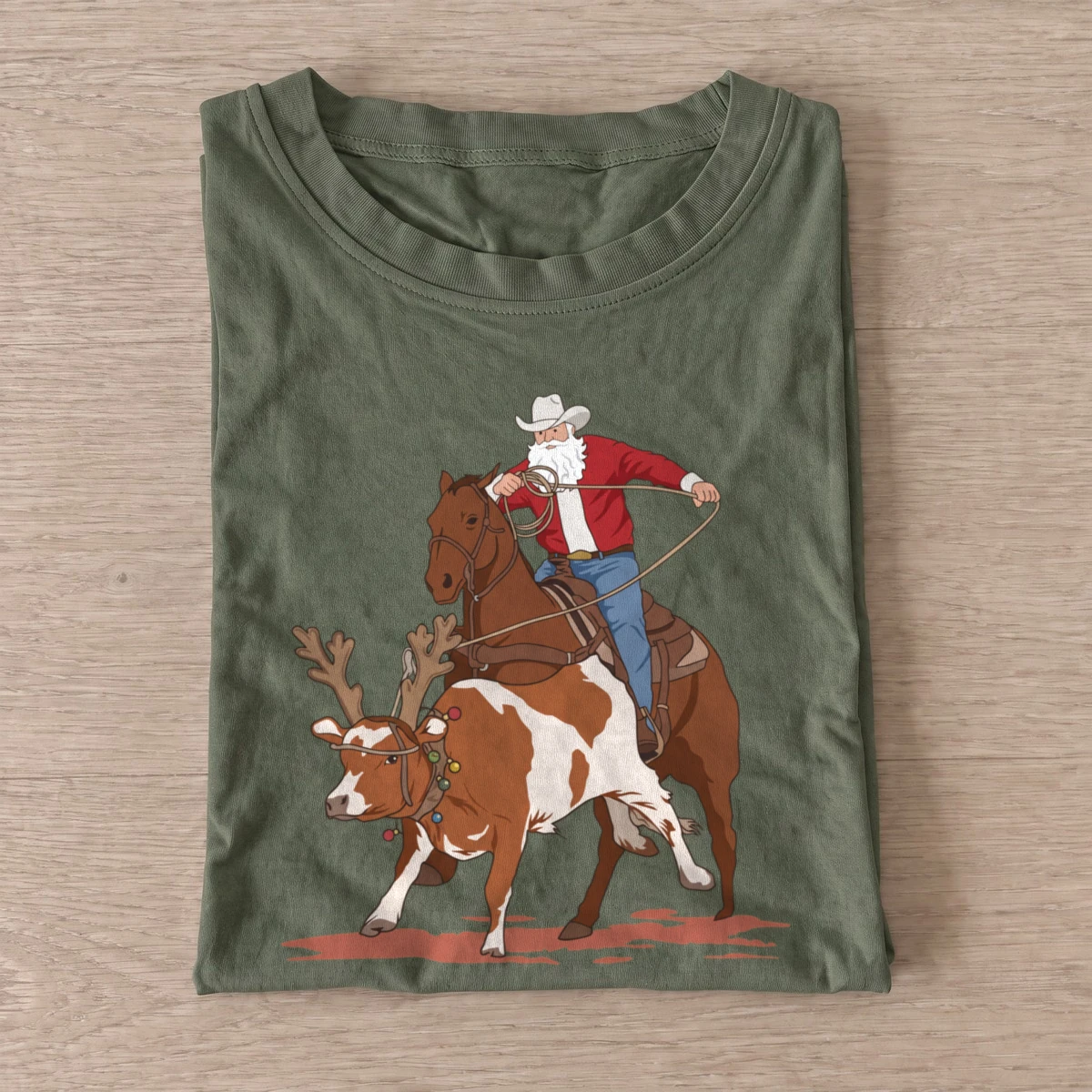 Rodeo santa t shirt olive20rodeo santa.webp